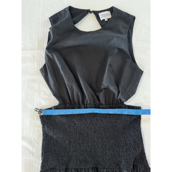 SNDYS Black Cotton Cutout Smocked Maxi Dress Boho Minimalist Size XL - Picture 11 of 15